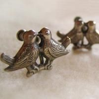 シルバーの小鳥イヤリング * LOVEBIRD